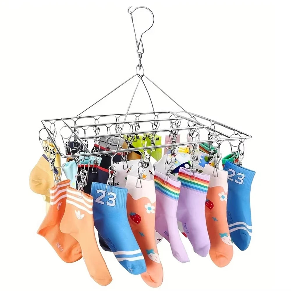 Stainless Steel Windproof Clothespin Laundry Hanger Bra Sock Towel Clothesline Hook Clothes Rack Peg Dryer Airer Drying