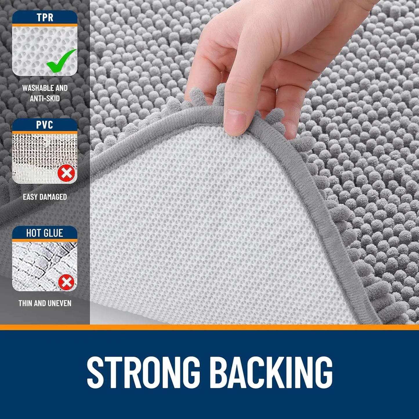 Bathroom Rugs Soft Absorbent Chenille Bath RugsRubber Backing Quick Dry Machine Washable Bath Mats for Bathroom Floor Tub Shower