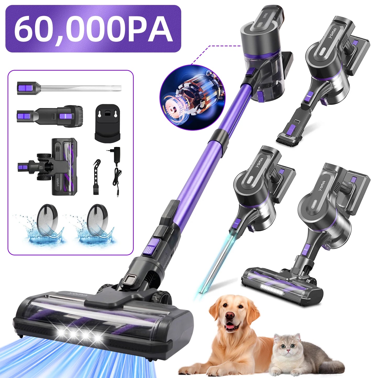 Grenintol 350W 60Kpa Suction Power Handheld Cordless Wireless Vacuum Cleaner for Home Appliance 1.2L Dust Cup Removable Battery