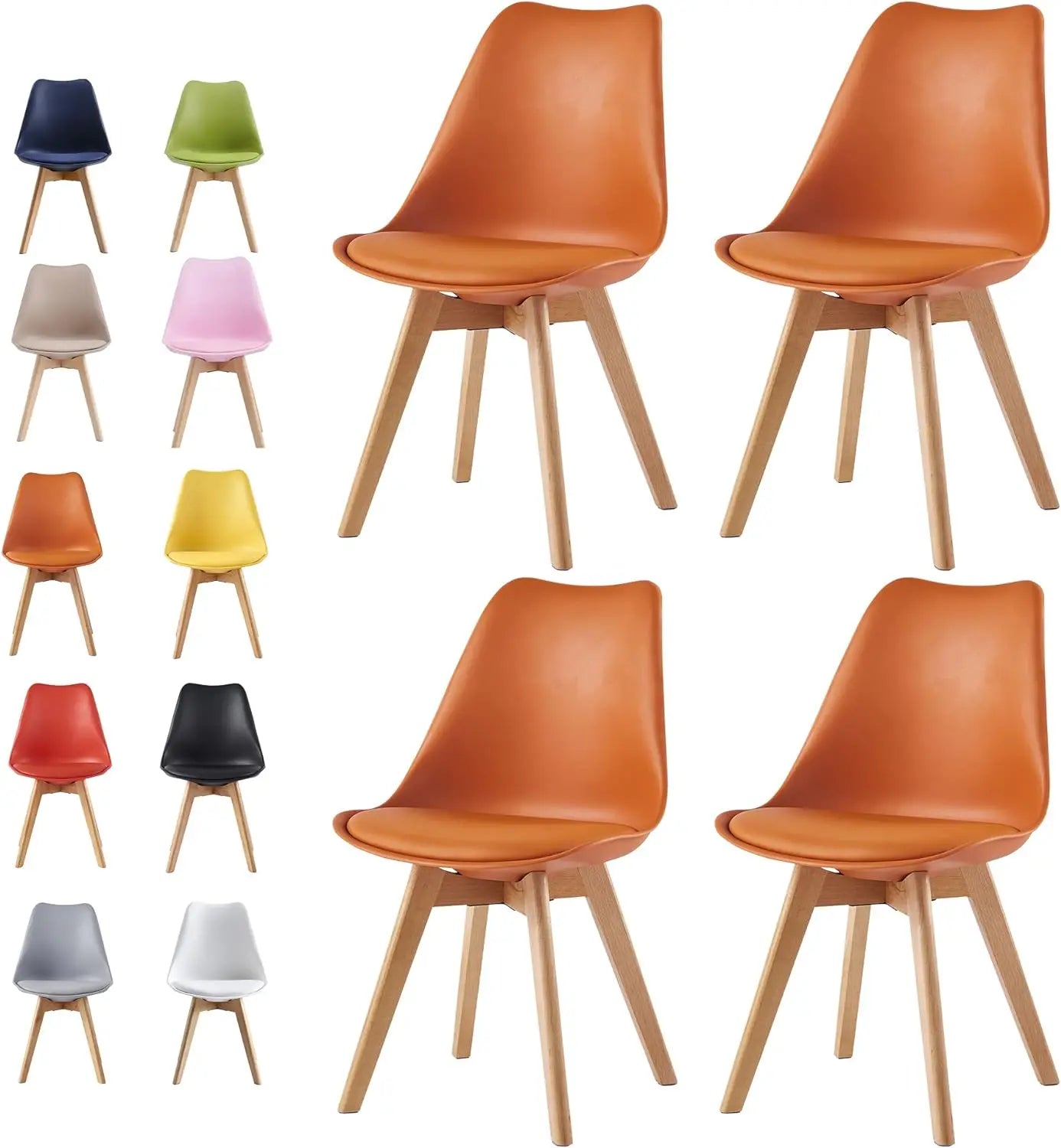 Set of 4 Dining Chairs Wooden Legs Soft Cushion Pad Stylish DELUXE Retro Lounge Dining Office EVA
