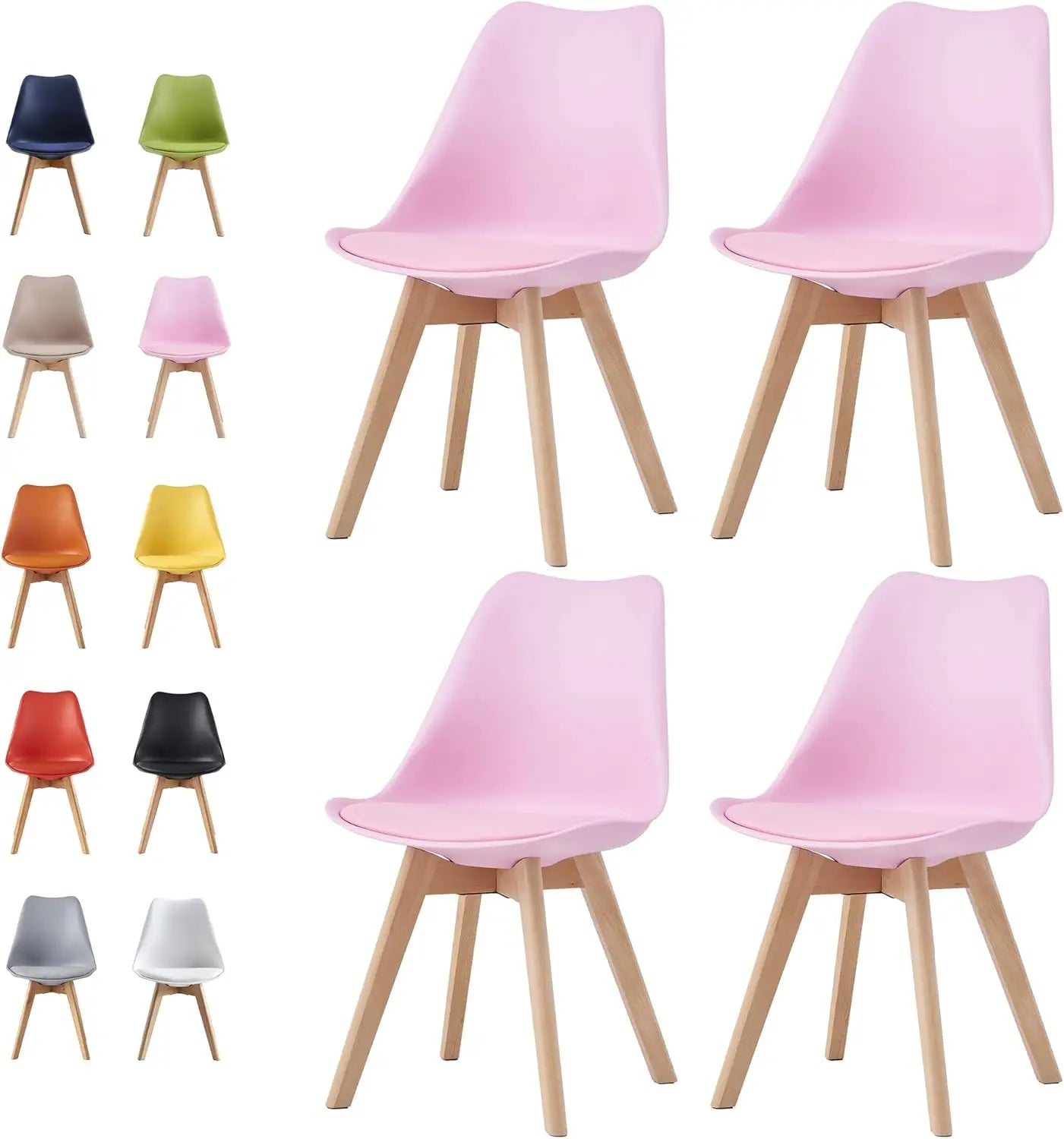 Set of 4 Dining Chairs Wooden Legs Soft Cushion Pad Stylish DELUXE Retro Lounge Dining Office EVA