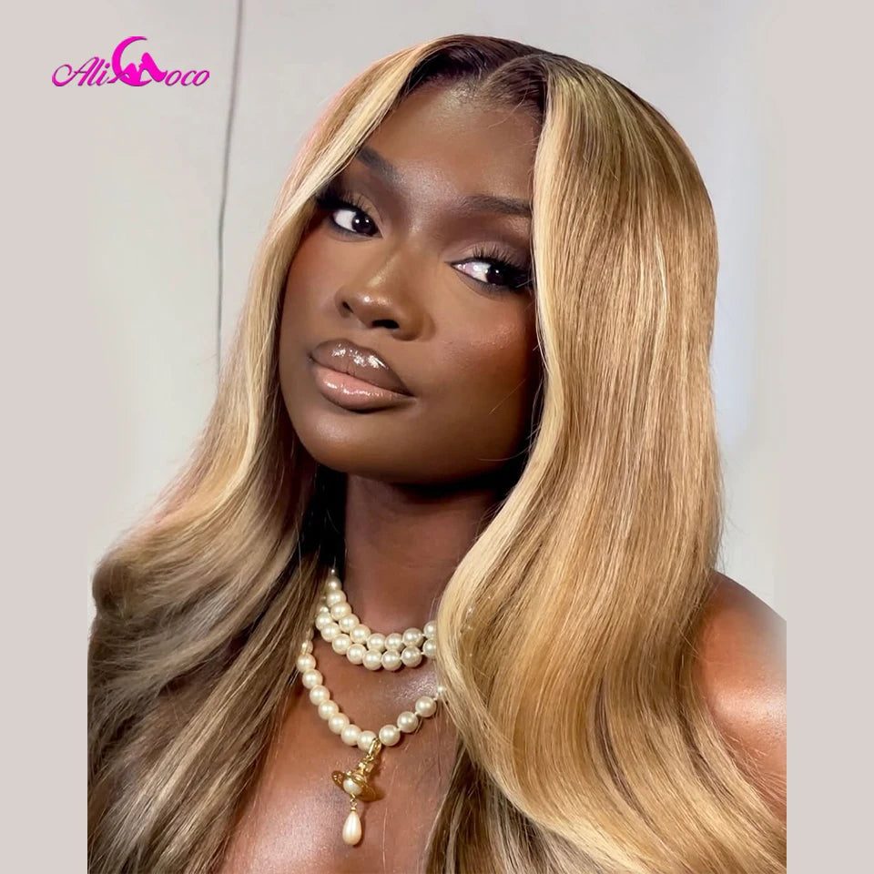 #27 Honey Blond Highlight Lace Front Wigs Human Hair Body Wave HD Lace Frontal Wig 13x4 13x6 Lace Front Wigs for Women