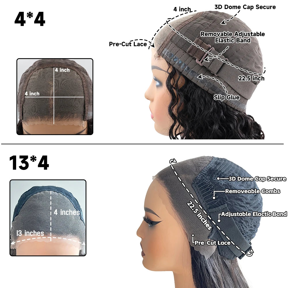 Ombre Brown Layered  Human Hair Wigs For Women Blowout Looks 13x6 Lace Frontal Wig Human Hair Pre-Cut Lace Wig With Curtain Bang