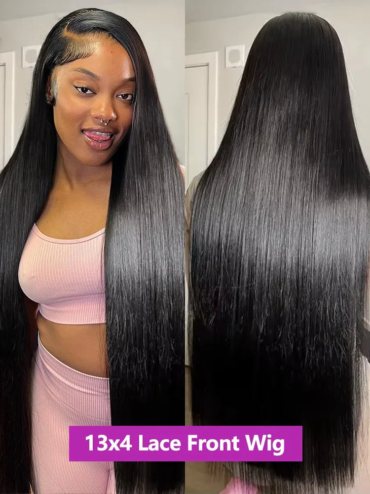 250Density 30 40 Inch HD Transparent Wigs 13x6 Bone Straight Lace Front Human Hair Wigs 13x4 Brazilian Pre Plucked Wig For Women