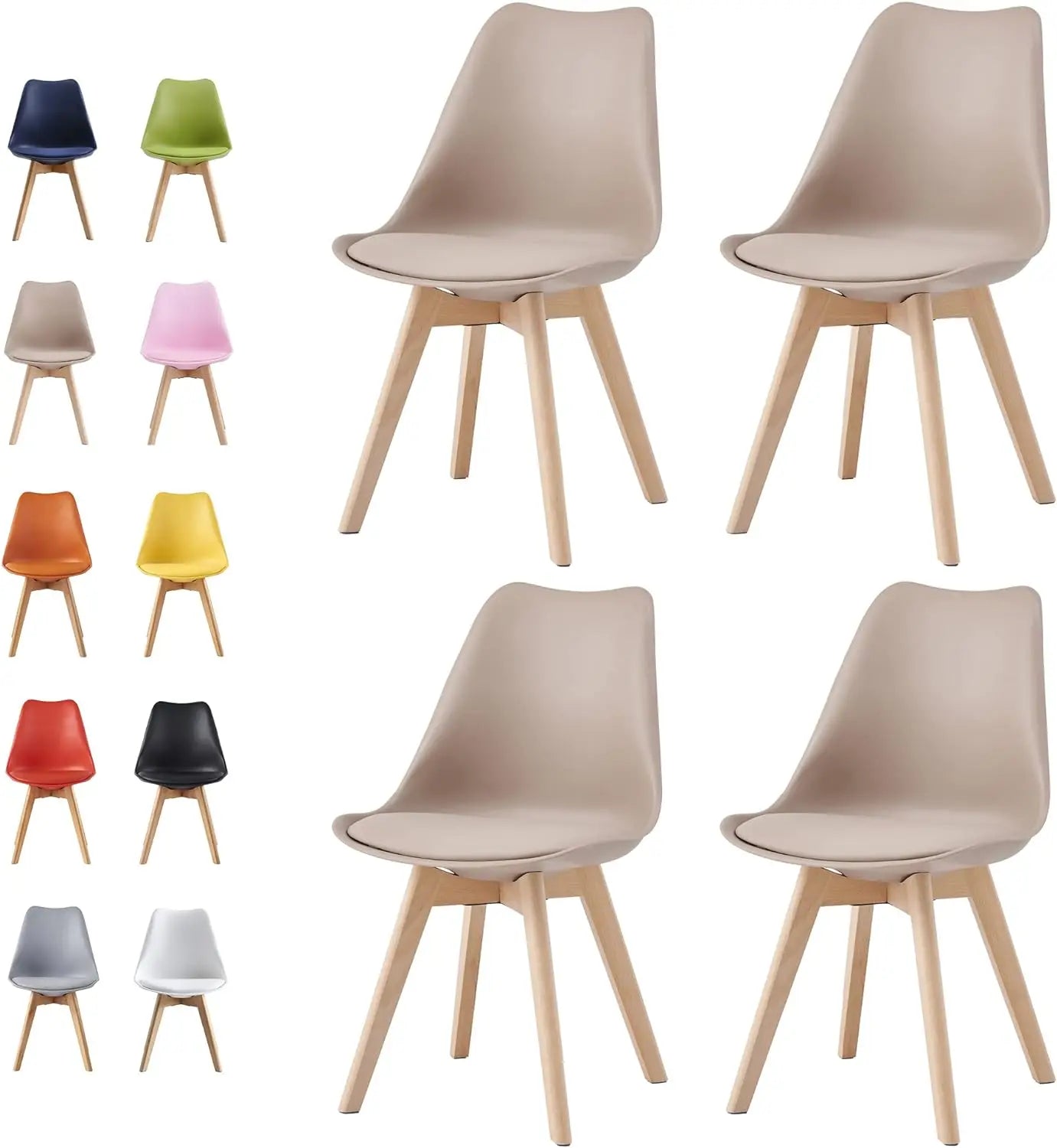 Set of 4 Dining Chairs Wooden Legs Soft Cushion Pad Stylish DELUXE Retro Lounge Dining Office EVA