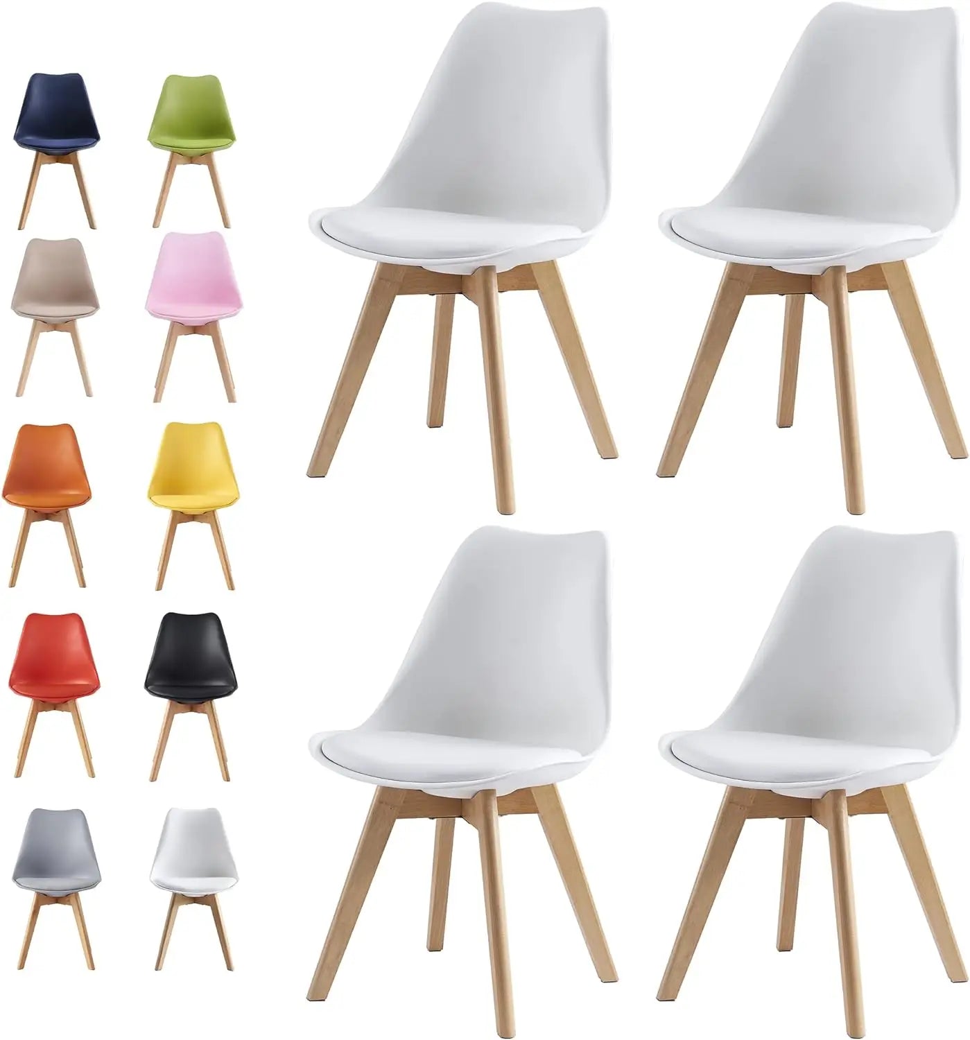 Set of 4 Dining Chairs Wooden Legs Soft Cushion Pad Stylish DELUXE Retro Lounge Dining Office EVA