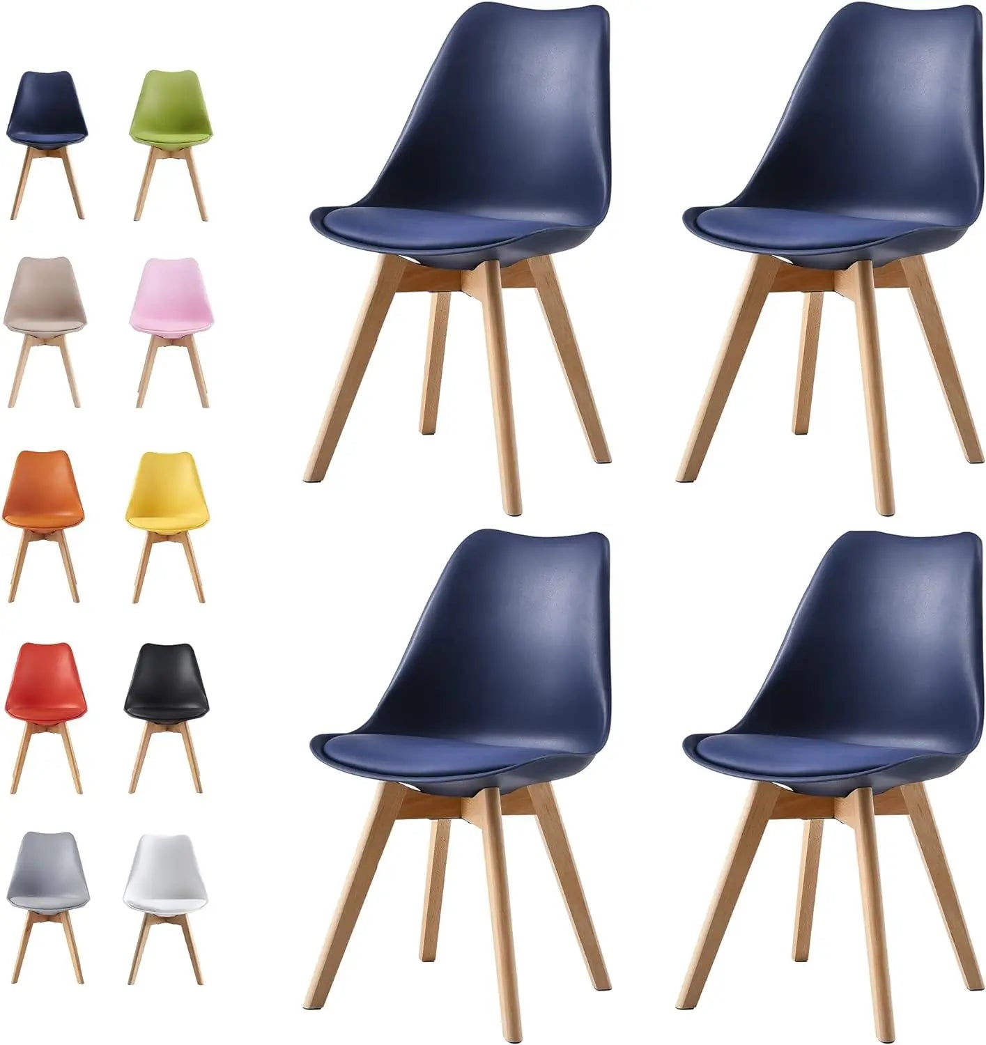 Set of 4 Dining Chairs Wooden Legs Soft Cushion Pad Stylish DELUXE Retro Lounge Dining Office EVA