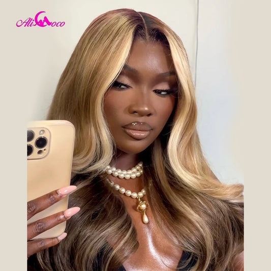 #27 Honey Blond Highlight Lace Front Wigs Human Hair Body Wave HD Lace Frontal Wig 13x4 13x6 Lace Front Wigs for Women