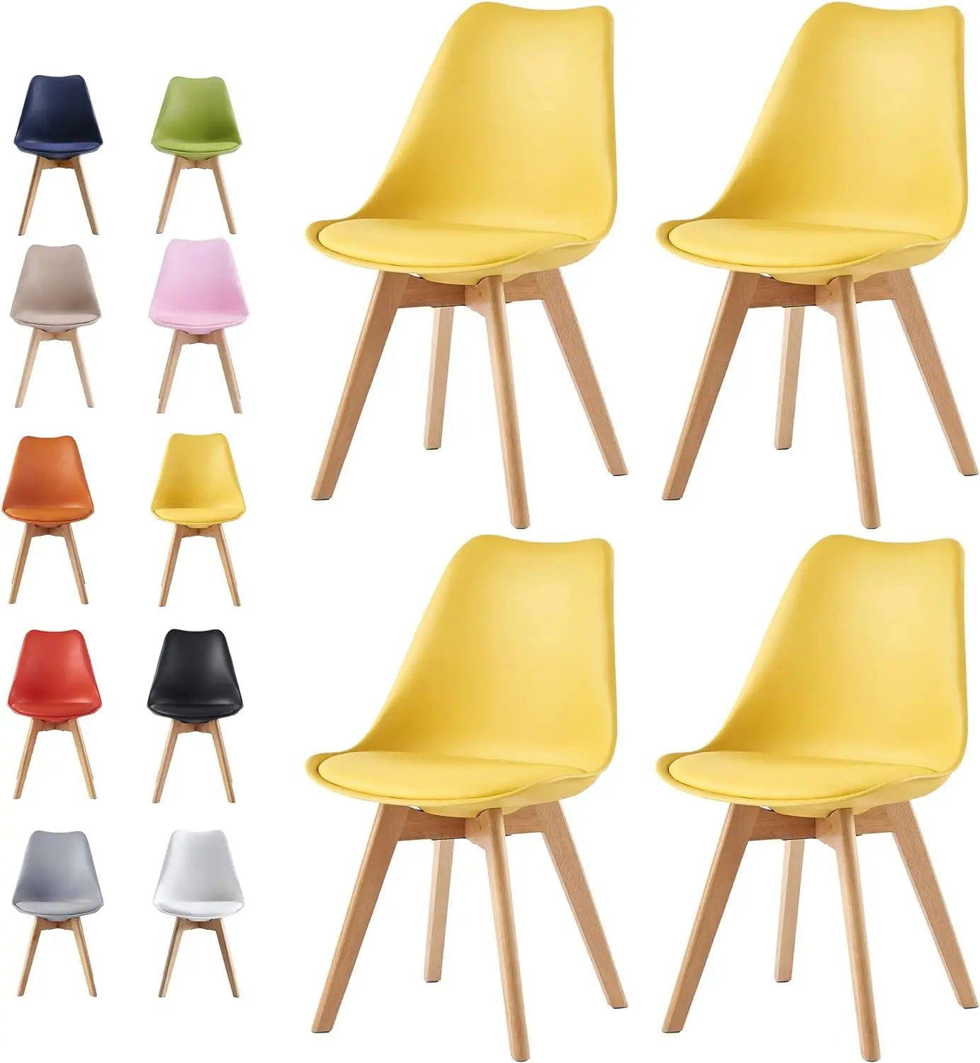Set of 4 Dining Chairs Wooden Legs Soft Cushion Pad Stylish DELUXE Retro Lounge Dining Office EVA