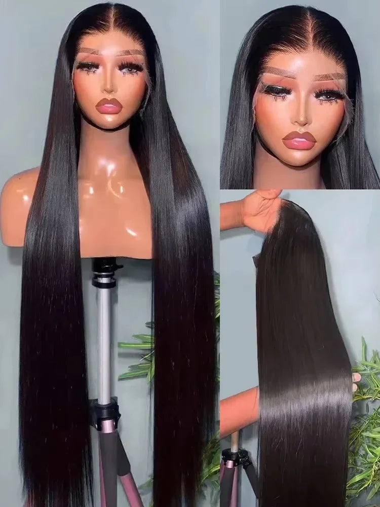 250Density 30 40 Inch HD Transparent Wigs 13x6 Bone Straight Lace Front Human Hair Wigs 13x4 Brazilian Pre Plucked Wig For Women