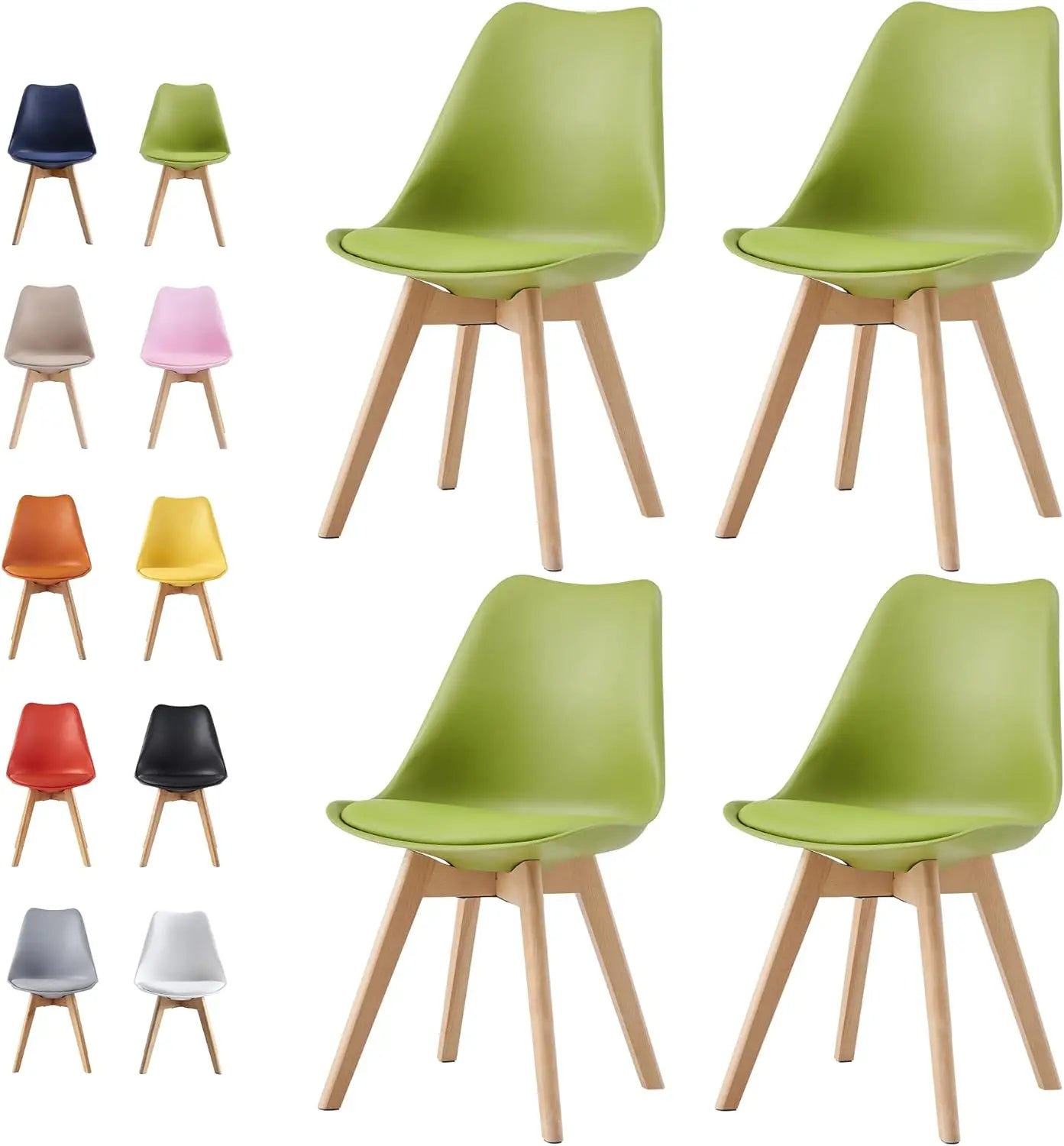 Set of 4 Dining Chairs Wooden Legs Soft Cushion Pad Stylish DELUXE Retro Lounge Dining Office EVA
