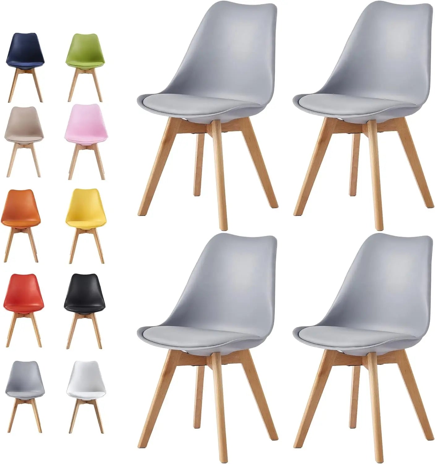 Set of 4 Dining Chairs Wooden Legs Soft Cushion Pad Stylish DELUXE Retro Lounge Dining Office EVA