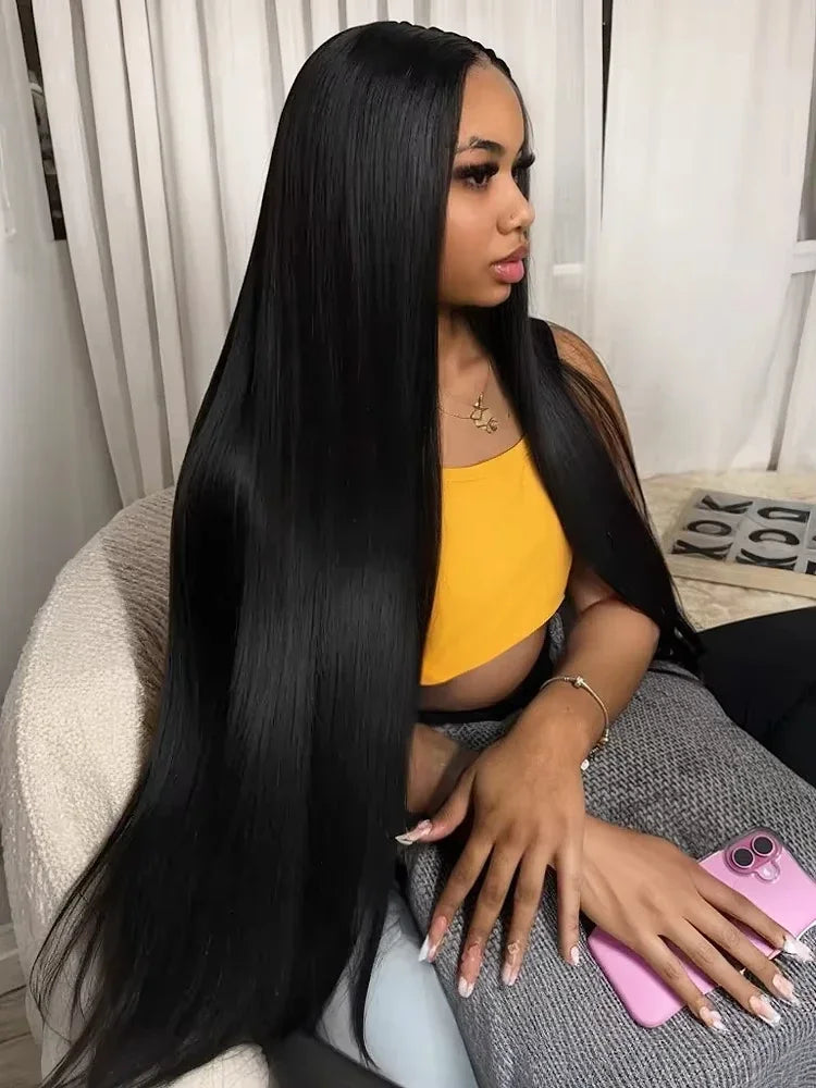 250Density 30 40 Inch HD Transparent Wigs 13x6 Bone Straight Lace Front Human Hair Wigs 13x4 Brazilian Pre Plucked Wig For Women