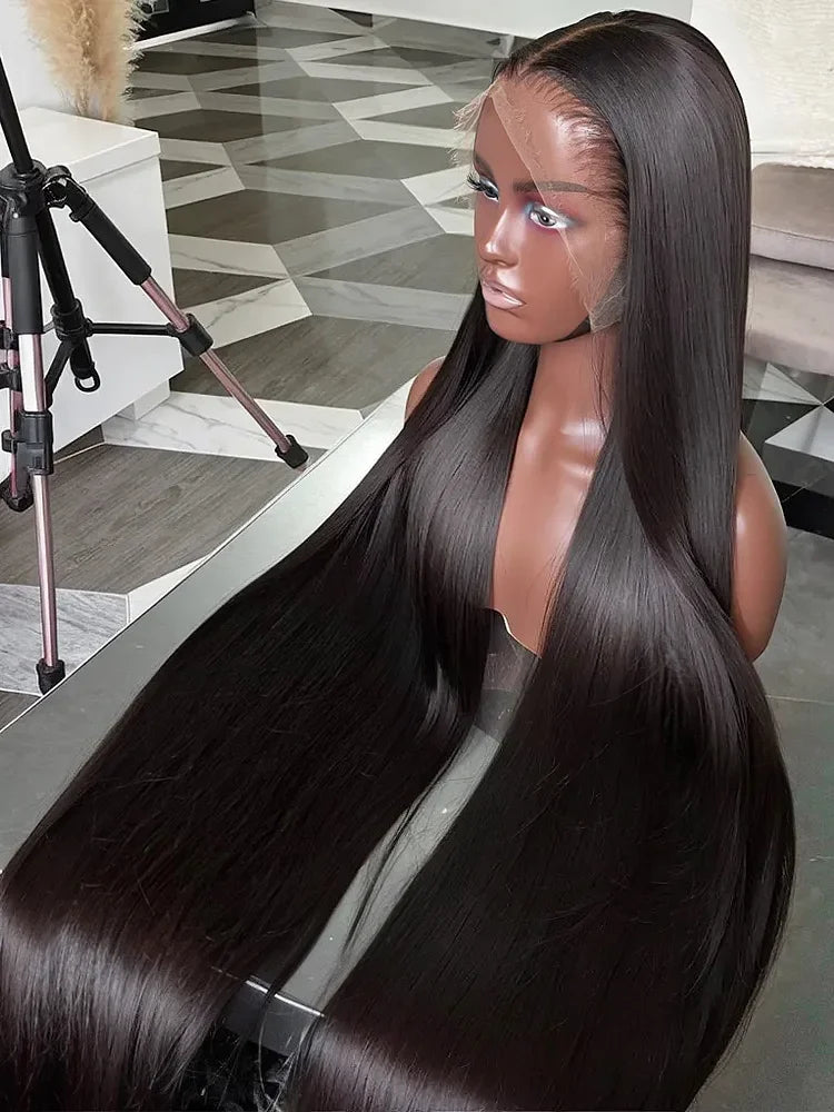 250Density 30 40 Inch HD Transparent Wigs 13x6 Bone Straight Lace Front Human Hair Wigs 13x4 Brazilian Pre Plucked Wig For Women
