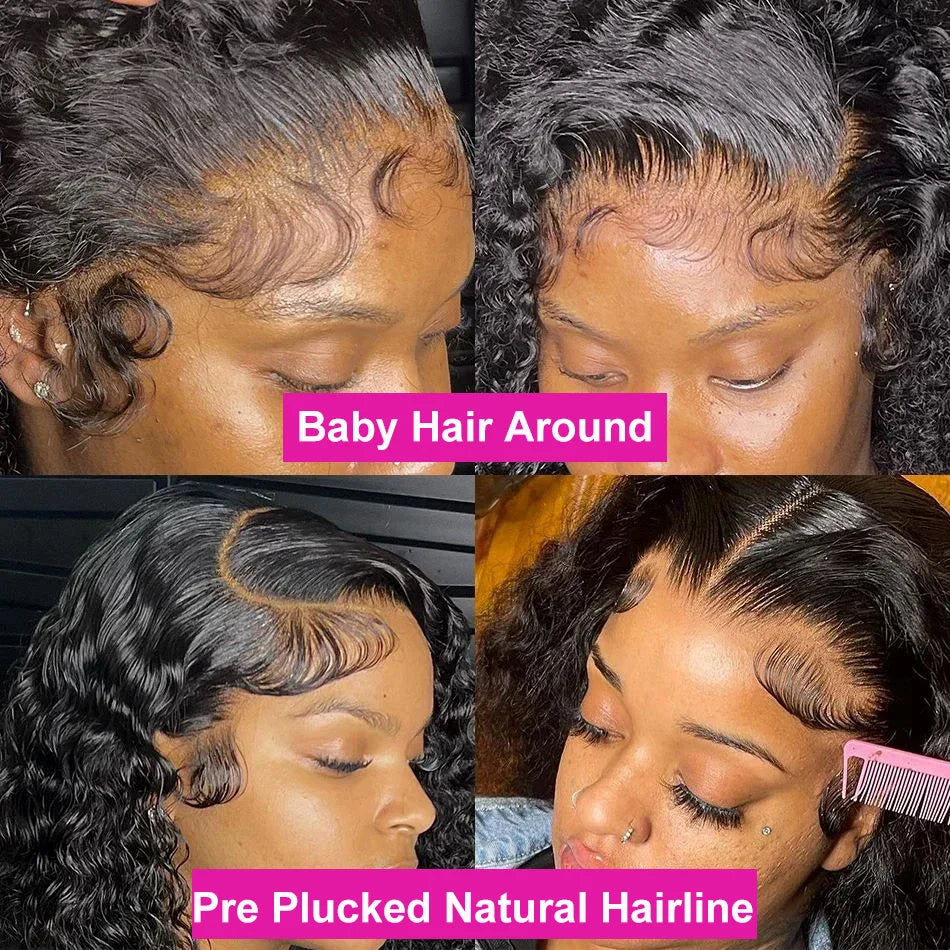 13x4 Short Curly Bob Wig Wet And Wavy Deep Wave Wig 200 Density Malaysian Lace Front Human Hair Wigs For Women 4x4 Closure Wig