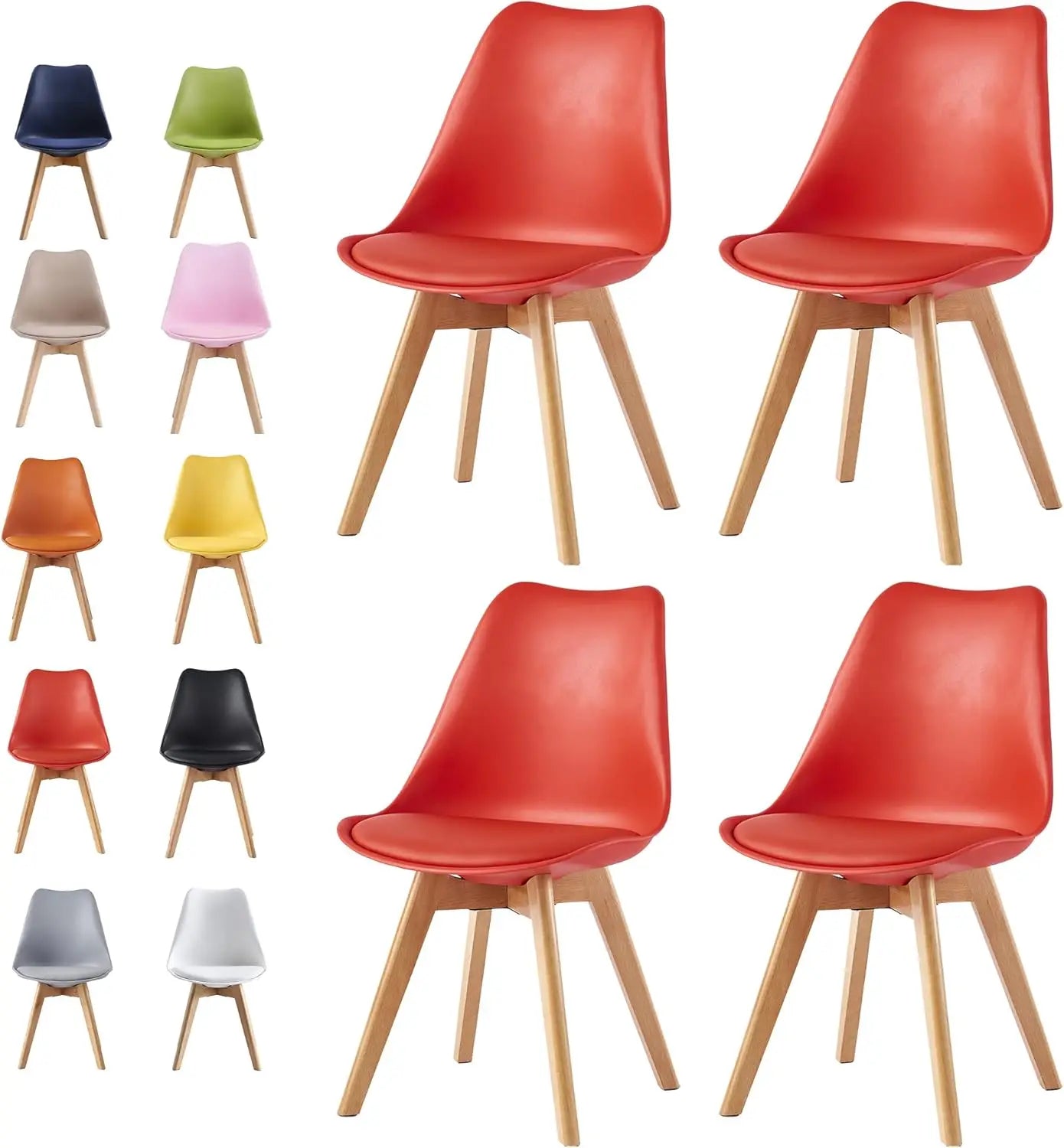 Set of 4 Dining Chairs Wooden Legs Soft Cushion Pad Stylish DELUXE Retro Lounge Dining Office EVA