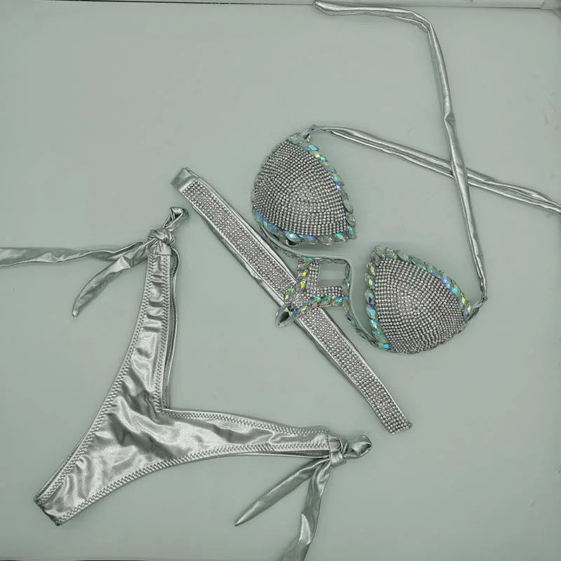 newest crystal stone bikini stone swimwear diamond bikini swimsuits rhinestone biquini  beachwear fashion  diamond bikini