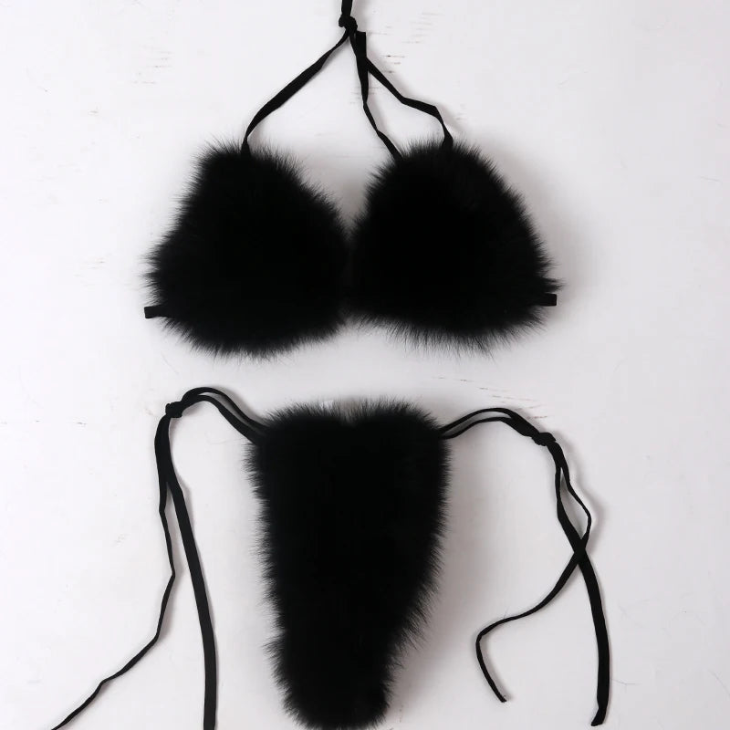 Natural Fur Bikini Women Real Fox Fur Bikini