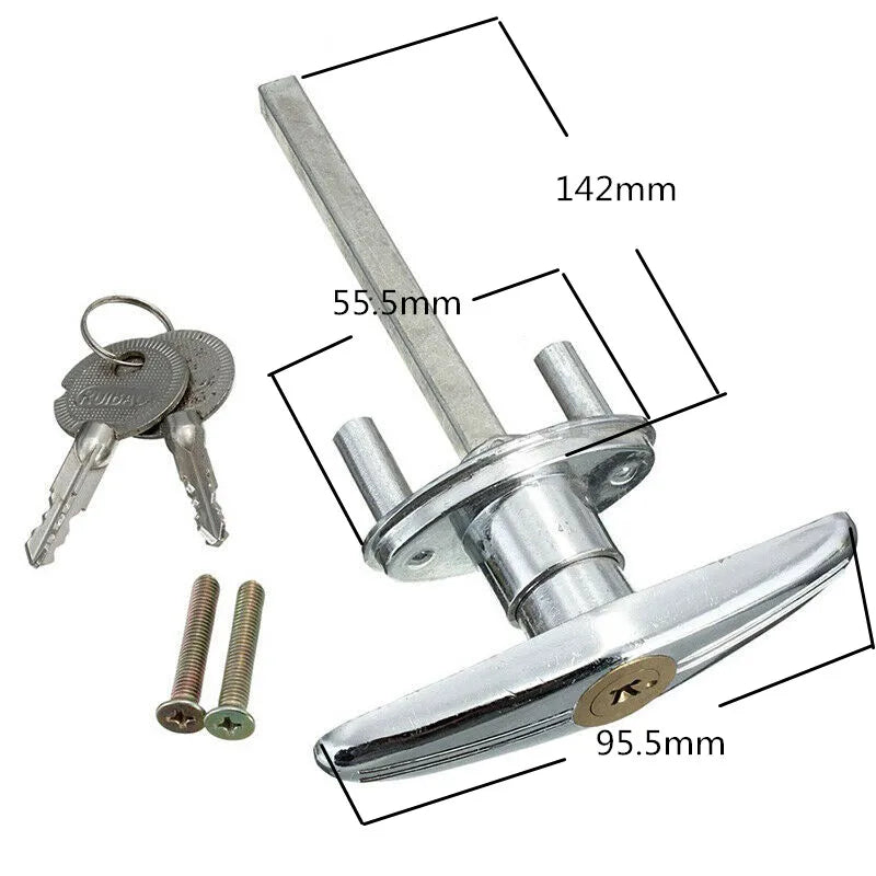 Garage Door Opener T Lock Handle with 2 Keys Secure For Caravans & Trailers