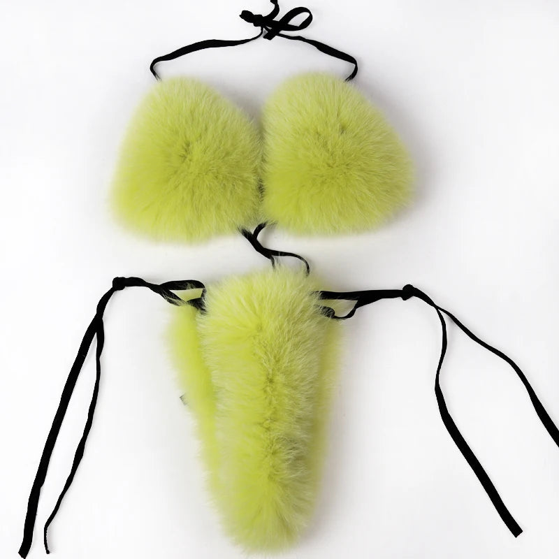 Natural Fur Bikini Women Real Fox Fur Bikini