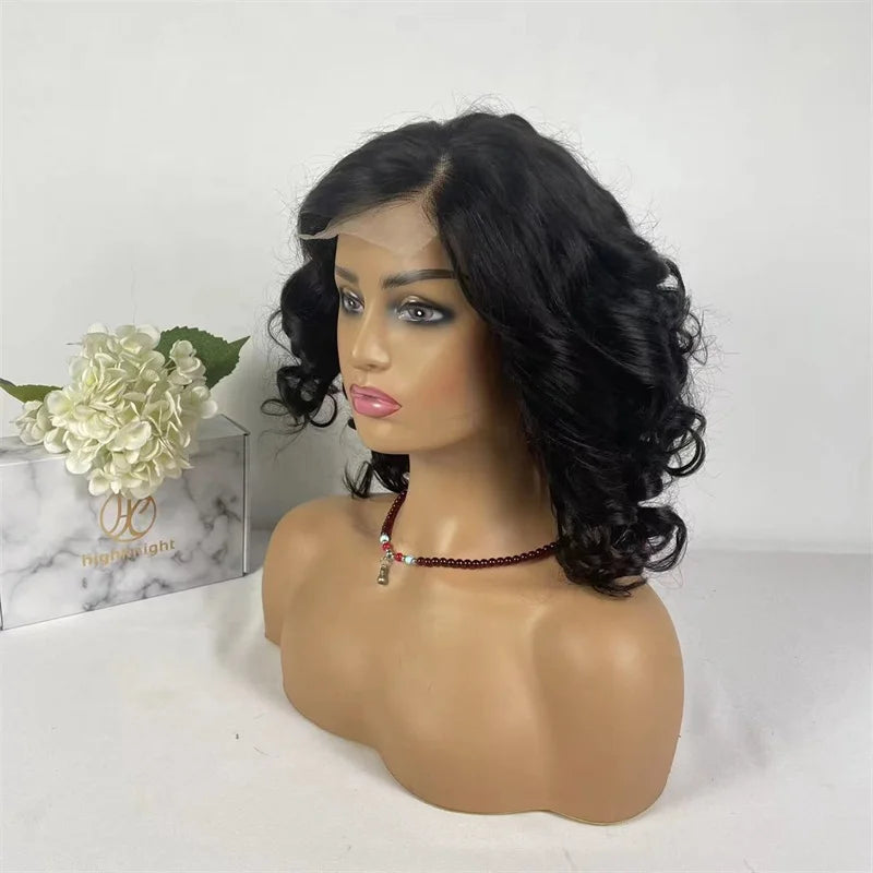 Wholesale Cuticle Aligned Loose Wave Brazilian Virgin Hair Short Bob Wigs 150% Density Lace Front Wig for Black Women