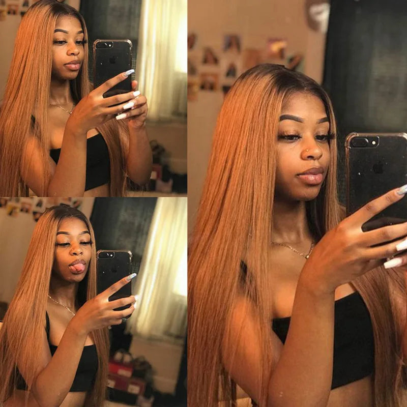 1b27 Ombre V Part Wig Human Hair Perruque Human Hair Wig Honey Blonde Wig Brazilian Straight Ombre Blonde U Part Human Hair Wigs