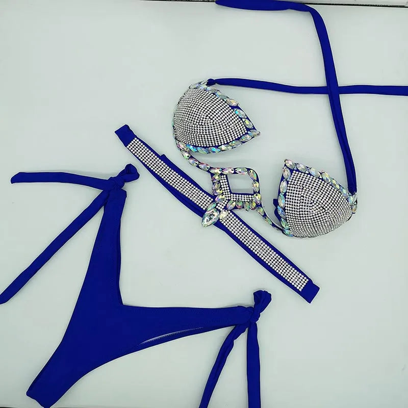 newest crystal stone bikini stone swimwear diamond bikini swimsuits rhinestone biquini  beachwear fashion  diamond bikini