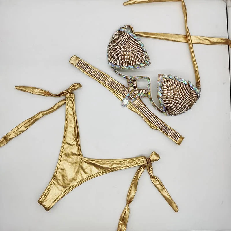 newest crystal stone bikini stone swimwear diamond bikini swimsuits rhinestone biquini  beachwear fashion  diamond bikini