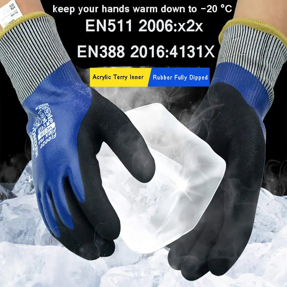 WG-538 Cold Storage Glove Fully Oil Resistance Food Grade Contact Safety Glove Warm Water Proof Anti  Work Gloves -30 degree