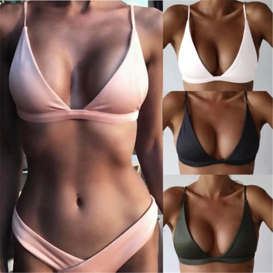 Women Bikini Tops Swimsuit Separates Bikini Bra Padded Solid Bandeau Push Up Bikini 2024 Women Swimsuits