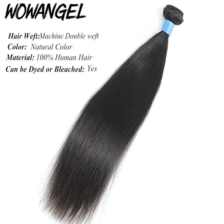 Wow Angel Straight 28 30 Inch Remy Brazilian Human Hair Bundles 100% Silky Hair 3/4 pieces Human Hair Extensions Virgin Hair
