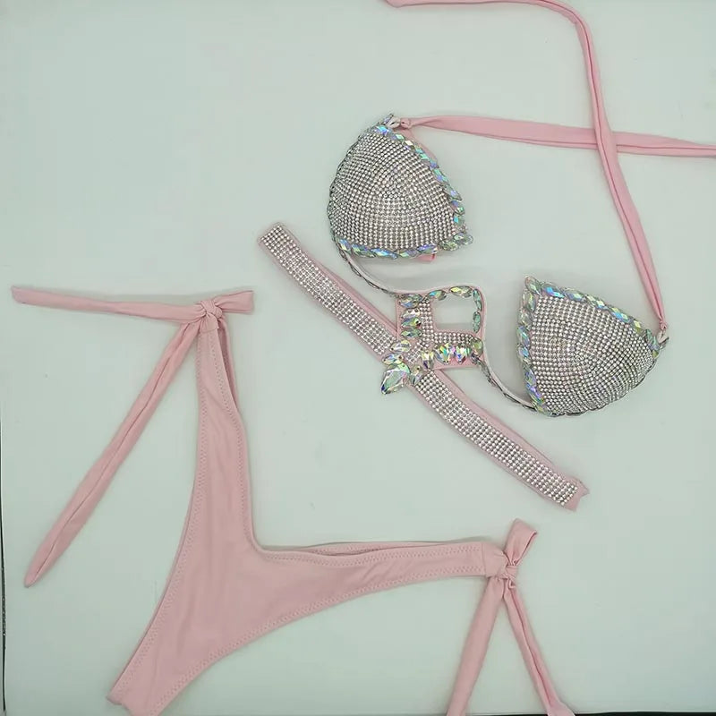 newest crystal stone bikini stone swimwear diamond bikini swimsuits rhinestone biquini  beachwear fashion  diamond bikini