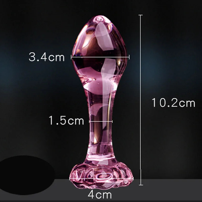 Candiway Exquisite Pink Crystal Glass Anal Plug Adult Masturbation Products Prostate Massager Erotic Toys For Couple (5 Styles)