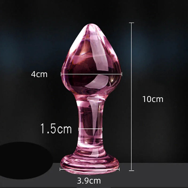 Candiway Exquisite Pink Crystal Glass Anal Plug Adult Masturbation Products Prostate Massager Erotic Toys For Couple (5 Styles)