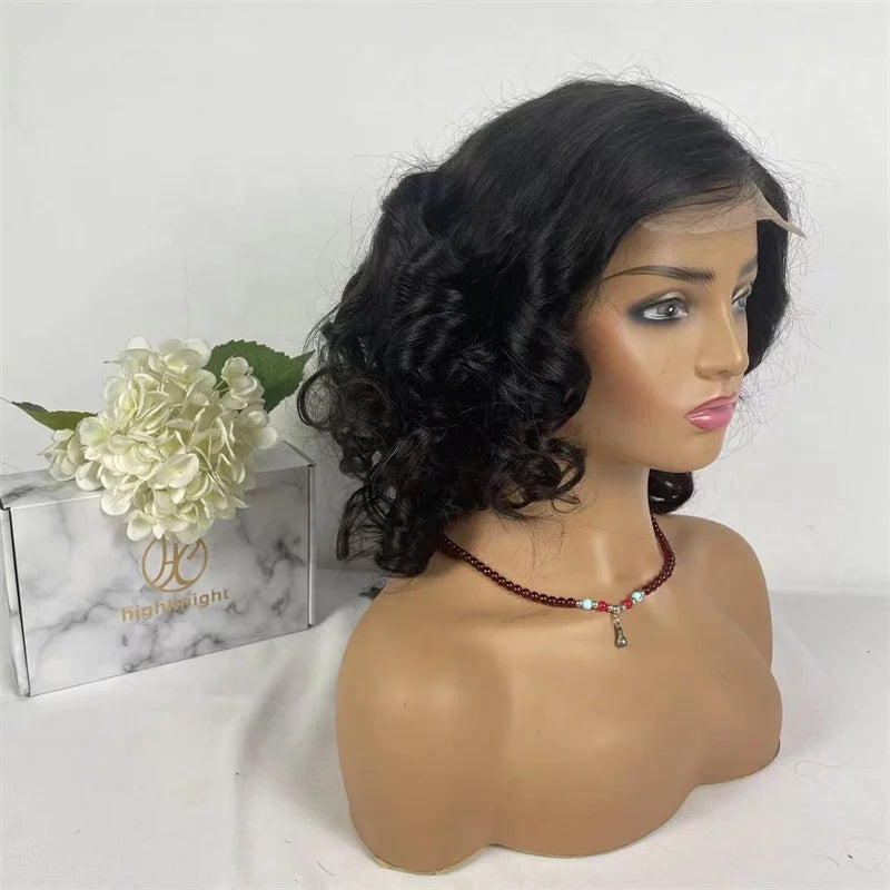Wholesale Cuticle Aligned Loose Wave Brazilian Virgin Hair Short Bob Wigs 150% Density Lace Front Wig for Black Women