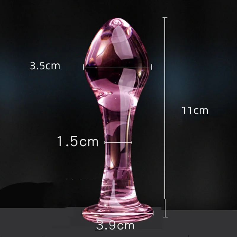 Candiway Exquisite Pink Crystal Glass Anal Plug Adult Masturbation Products Prostate Massager Erotic Toys For Couple (5 Styles)