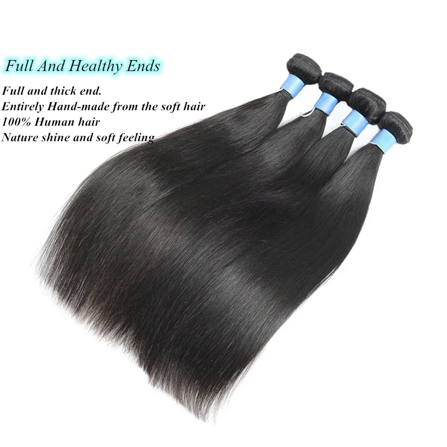 Wow Angel Straight 28 30 Inch Remy Brazilian Human Hair Bundles 100% Silky Hair 3/4 pieces Human Hair Extensions Virgin Hair