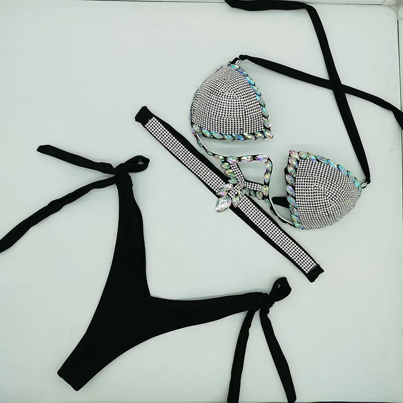 newest crystal stone bikini stone swimwear diamond bikini swimsuits rhinestone biquini  beachwear fashion  diamond bikini