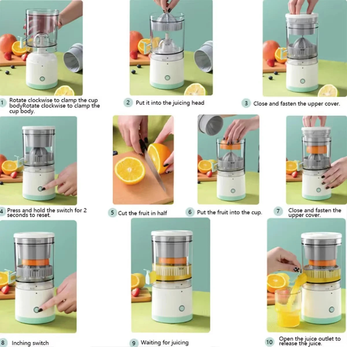 New Electric  Portable Home Juicer Fruit Juice Extractor, USB RechargeableElectric Squeeze, High Juice Output For Orange