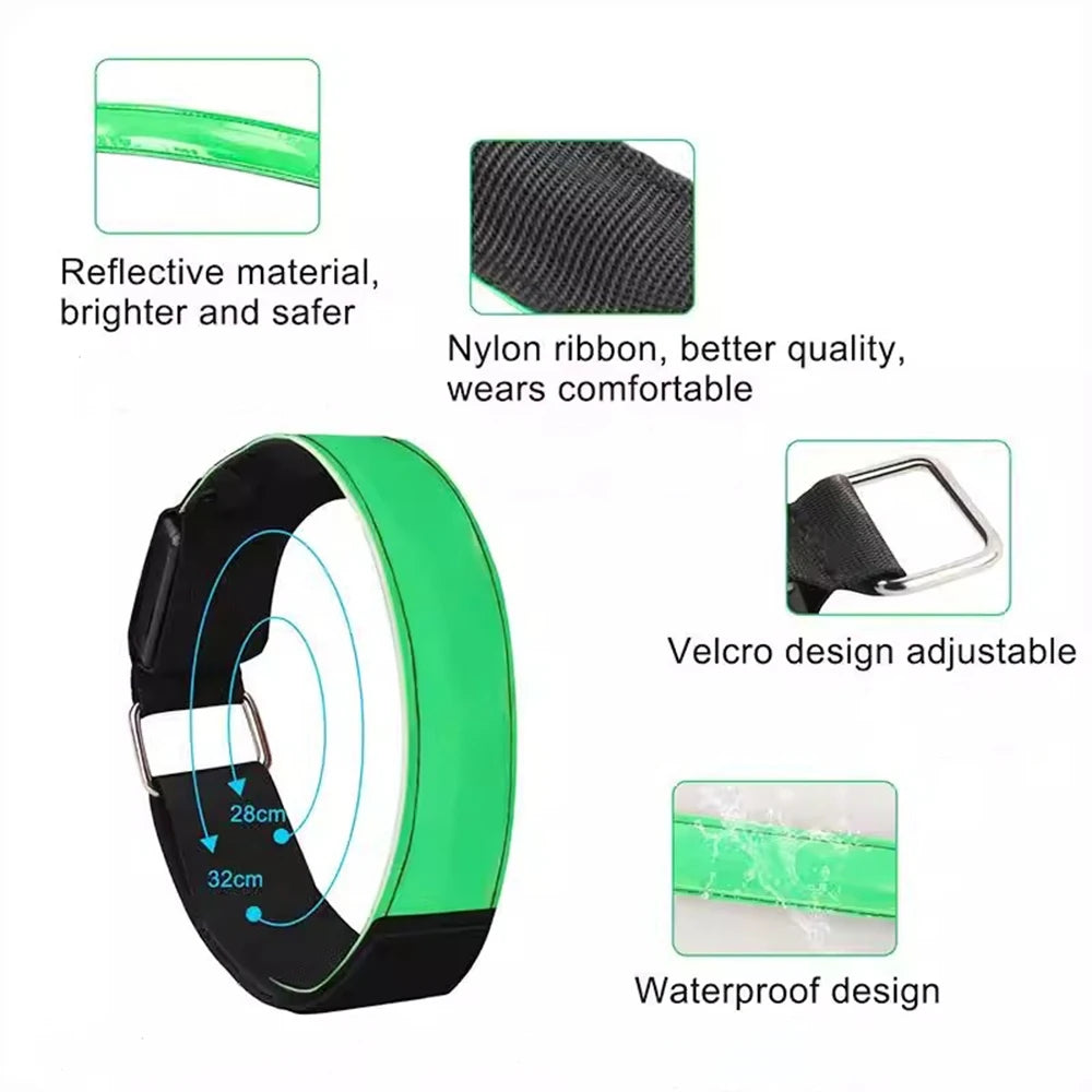 LED Outdoor Night Running Armband Sports Safety Light Belt Warning Wristband for Cycling Bike Bicycle - Arm Leg Warning