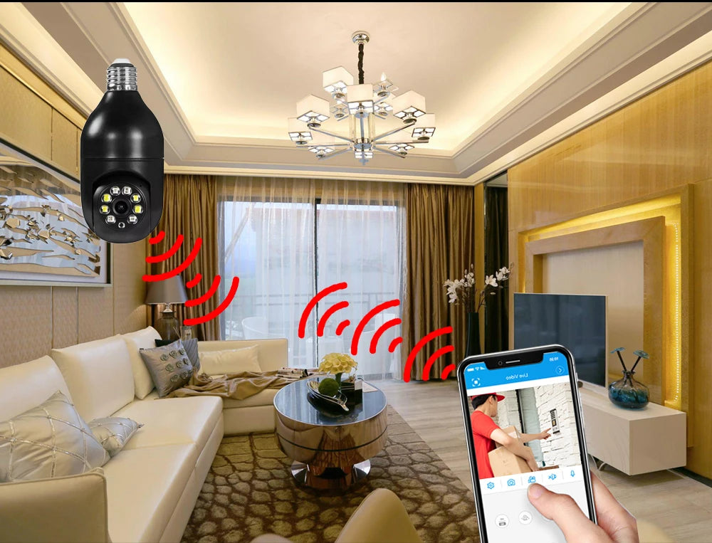 YI IOT 5G 2.4G Dual Band 4MP Full Color Night Vision E27 Bulb Wifi Camera Two Way Audio Auto Tracking Smart Home Security Camera