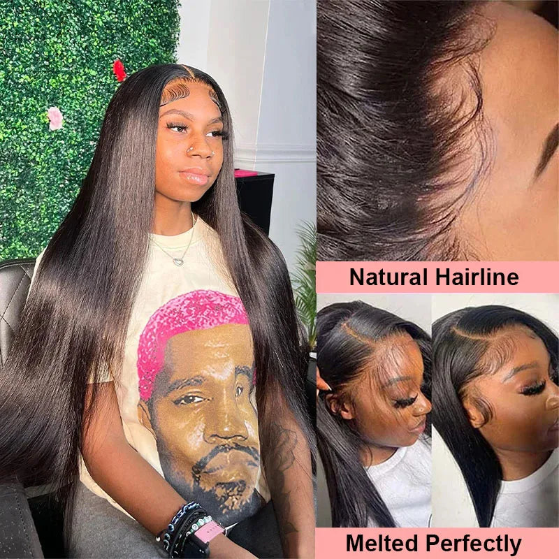 30 Inch 13x6 Lace Frontal Human Hair Bone Straight Wigs 180 Density Pre Plucked Brazilian 360 Lace Front Wig Remy Hair For Women