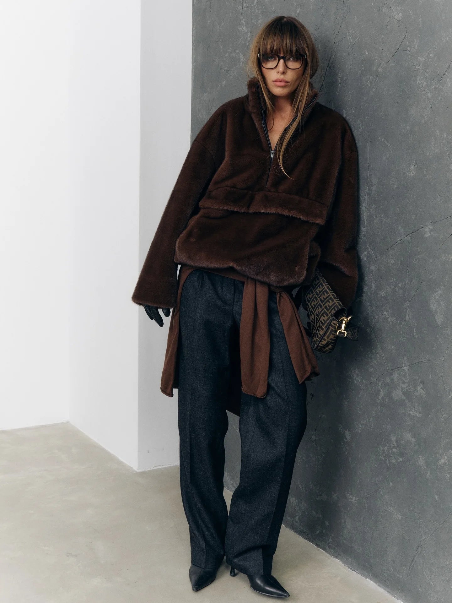 Designer Faux Fur Coat, New Winter Style, Warm Pullover Zipper Top Simple Stylish And Elegant