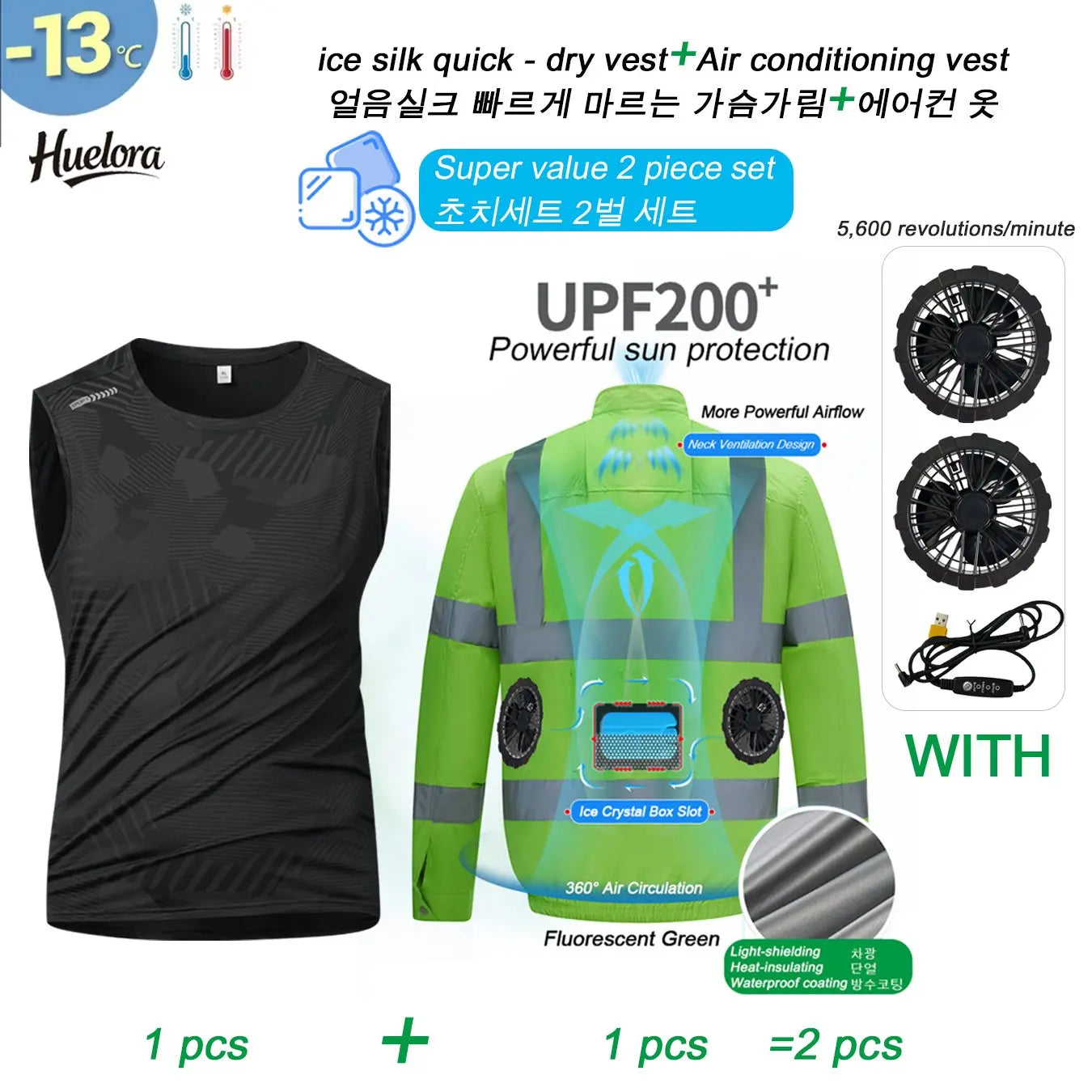 Cooling Air-Conditioned Workwear Hi-Viz Reflective Municipal Fan Jacket High-Visibility Safety Clothing for Construction Traffic