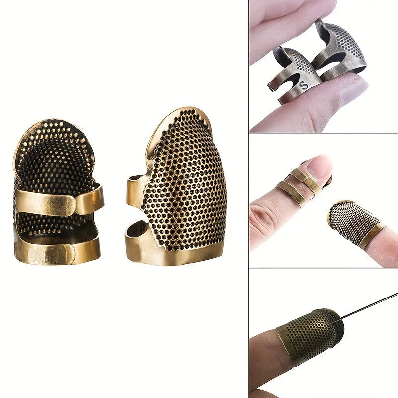 Adjustable Vintage Sewing Thimble, Handmade Non-slip Embroidery against Ring, Vintage Needle Presser Needle Hoop Finger Holder