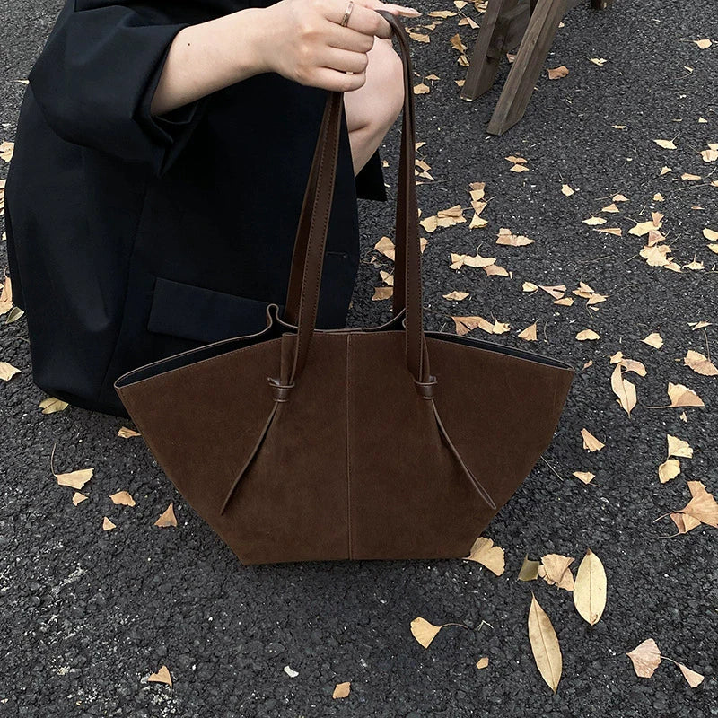Light Luxury Brand Designer Wing Bag Frosted Suede Tote Bag Solid Color Versatile Large Capacity Women Storage Underarm Bags