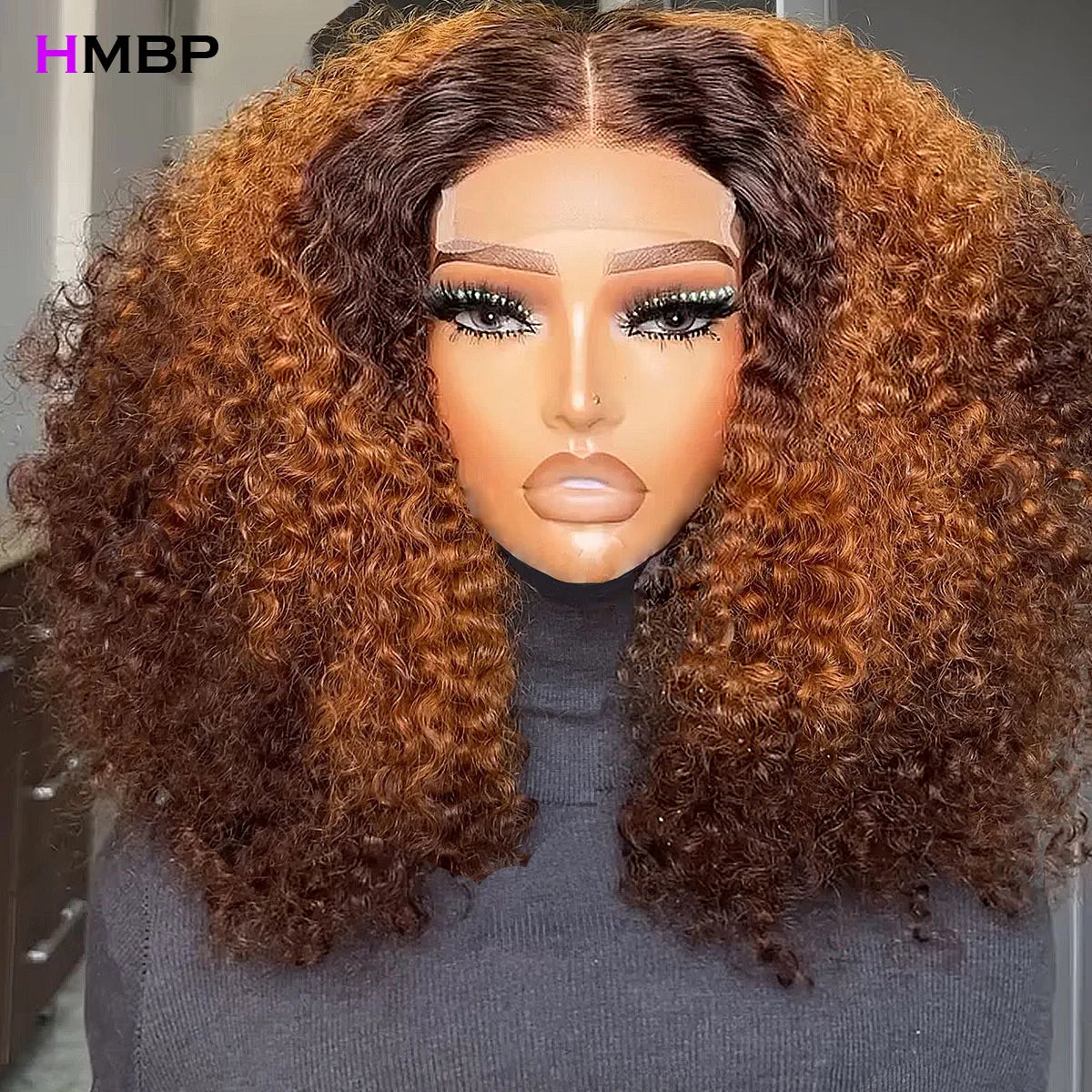 Highlight Glueless Wigs Human Hair Kinky Curly 450 Density Ombre 13x6 Lace Frontal Wig Human Hair Wear Go Preplucked Curly Wigs