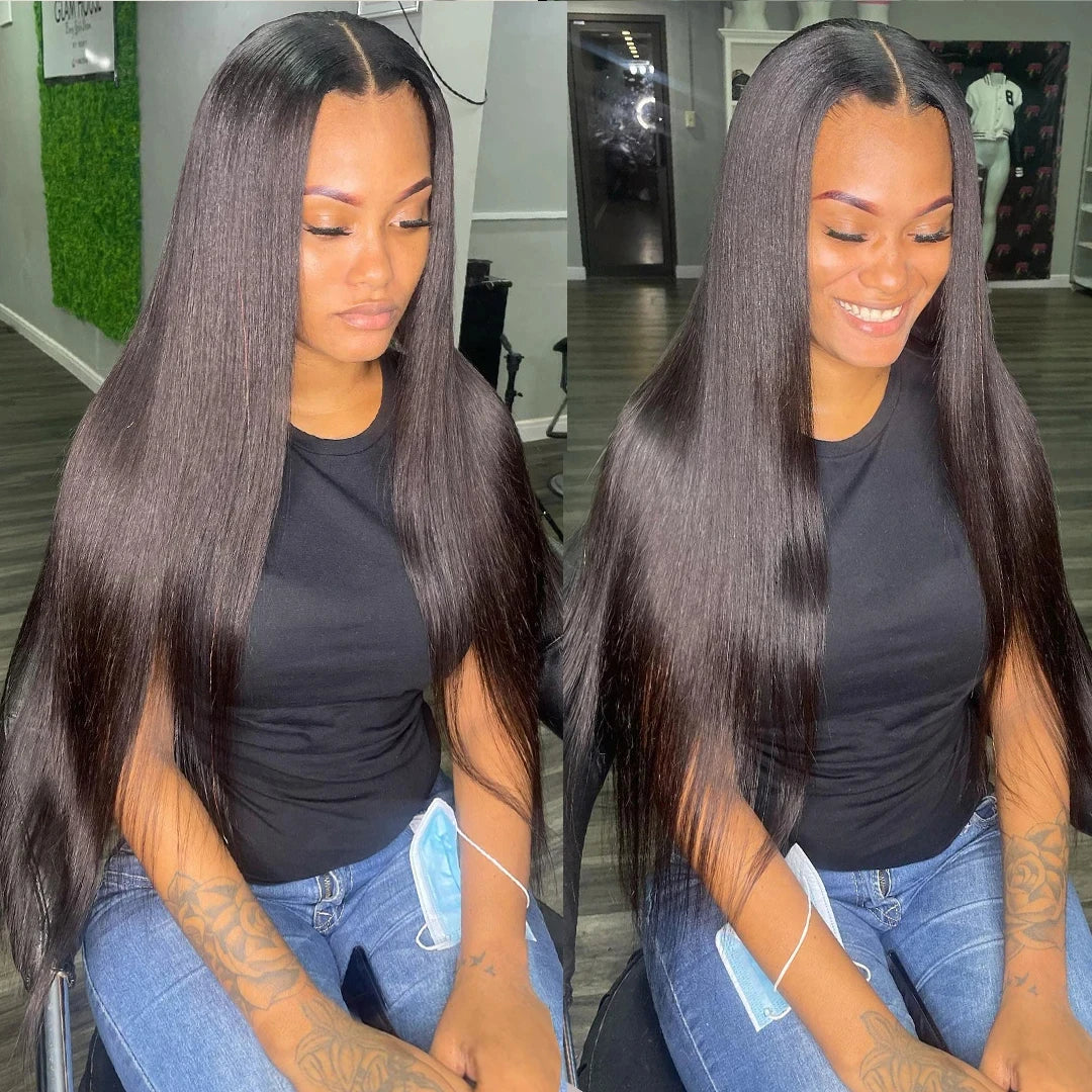 30 Inch 13x6 Lace Frontal Human Hair Bone Straight Wigs 180 Density Pre Plucked Brazilian 360 Lace Front Wig Remy Hair For Women