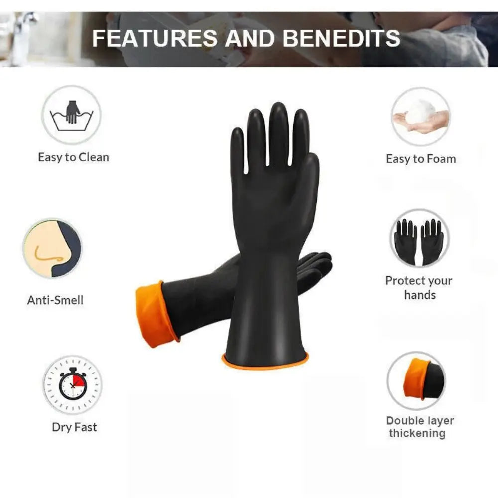 Heavy Duty Chemical Resistant Gloves 18''22'' Long Reusable Resist Strong Acid and Alkali Latex Gauntlets