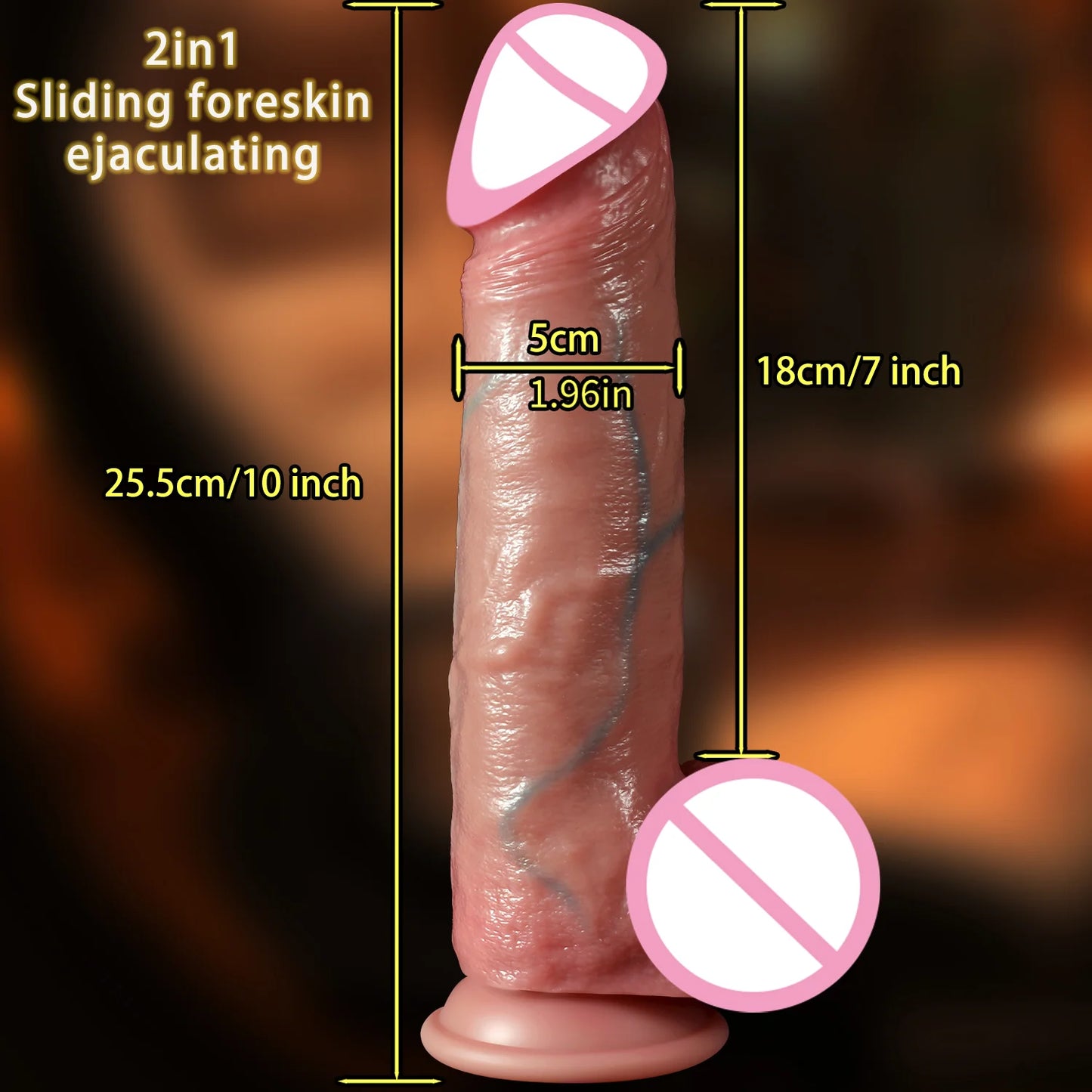 2 in1 Super Realistic Dildo Penis Sliding Foreskin+Ejaculating Big Dick Penetration Anal Female Masturbation Sexy Adult Sex toys